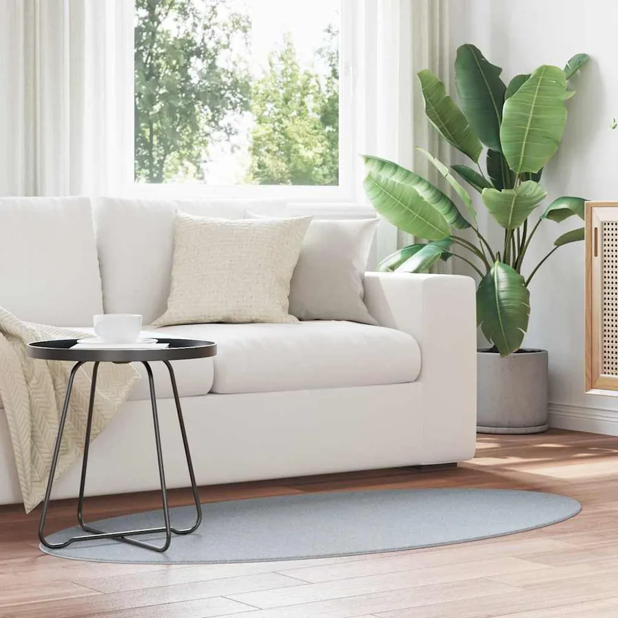 Tapis de surface ovale HUARTE Gris 80 x 150 cm 100% Polyester