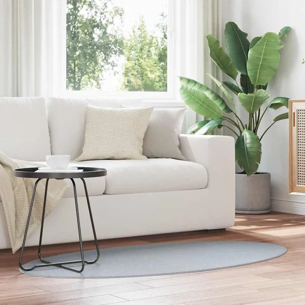 Tapis de surface ovale HUARTE Gris 80 x 150 cm 100% Polyester