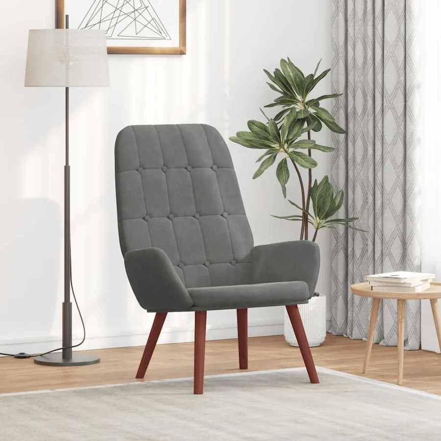 Fauteuil relaxant velours gris foncé