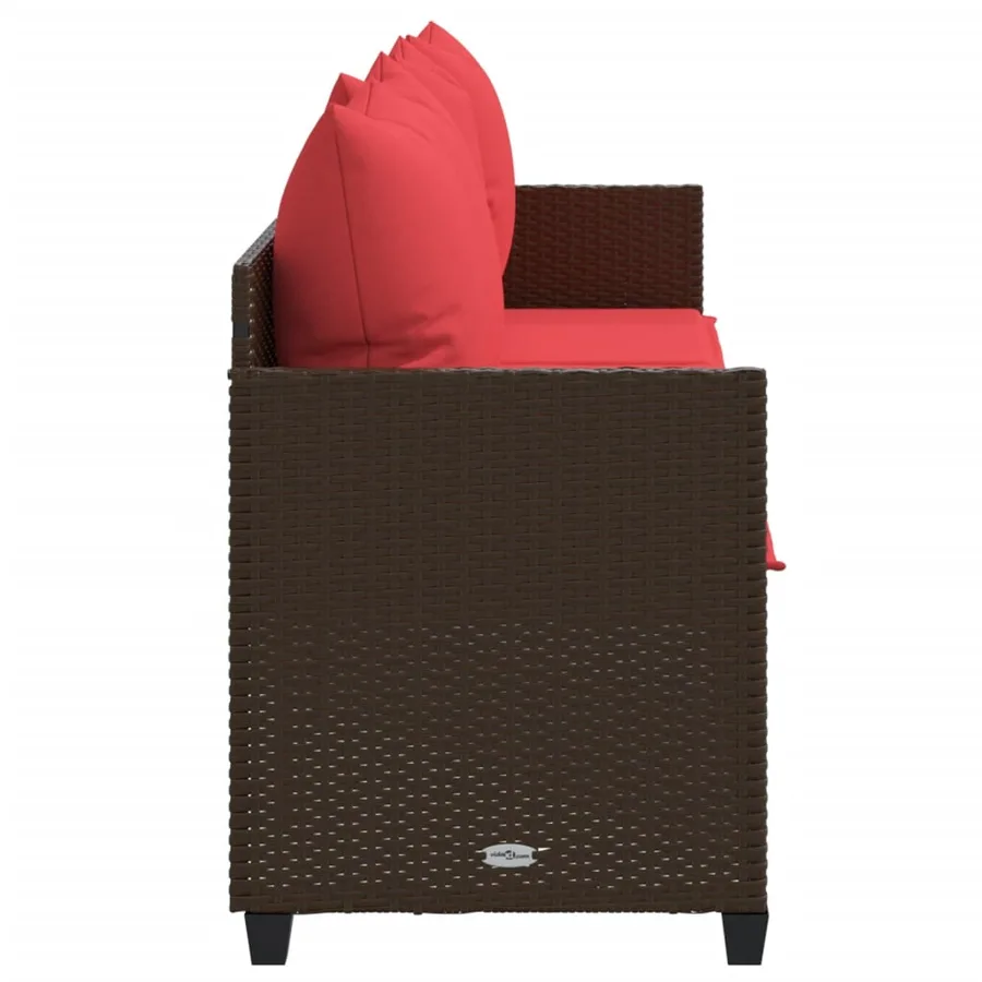 Chaise longue avec coussins marron résine tressée - 6