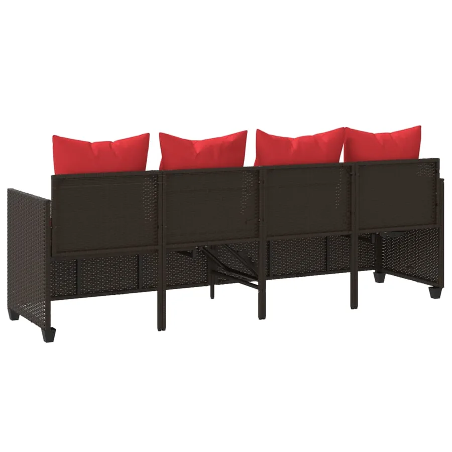 Chaise longue avec coussins marron résine tressée - 7