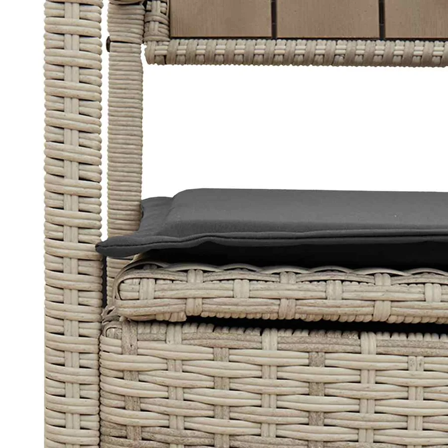 Banc de rangement de jardin avec coussin gris clair résine tressée - 9