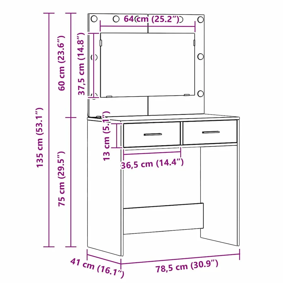 Table de Toilette 2 pcs Marron 40 x 41 x 75 cm - 17