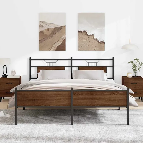 Cadre de lit en métal sans matelas chêne marron 183x213 cm