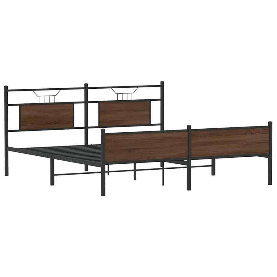 Cadre de lit en métal sans matelas chêne marron 183x213 cm - 5