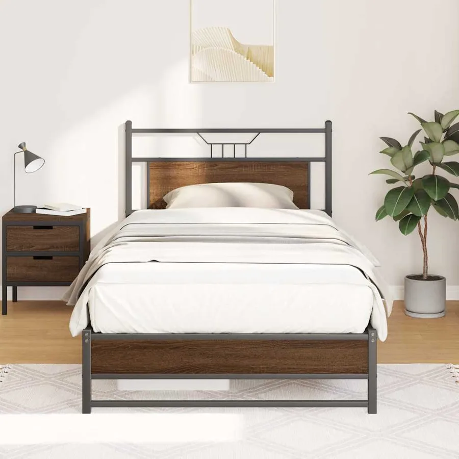Cadre de lit sans matelas chêne marron 100x190 cm - 5