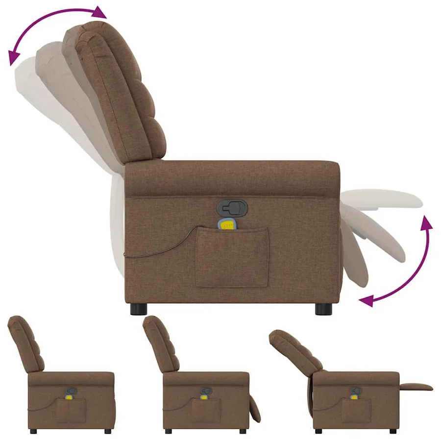 Fauteuil de massage inclinable Marron Tissu - 6