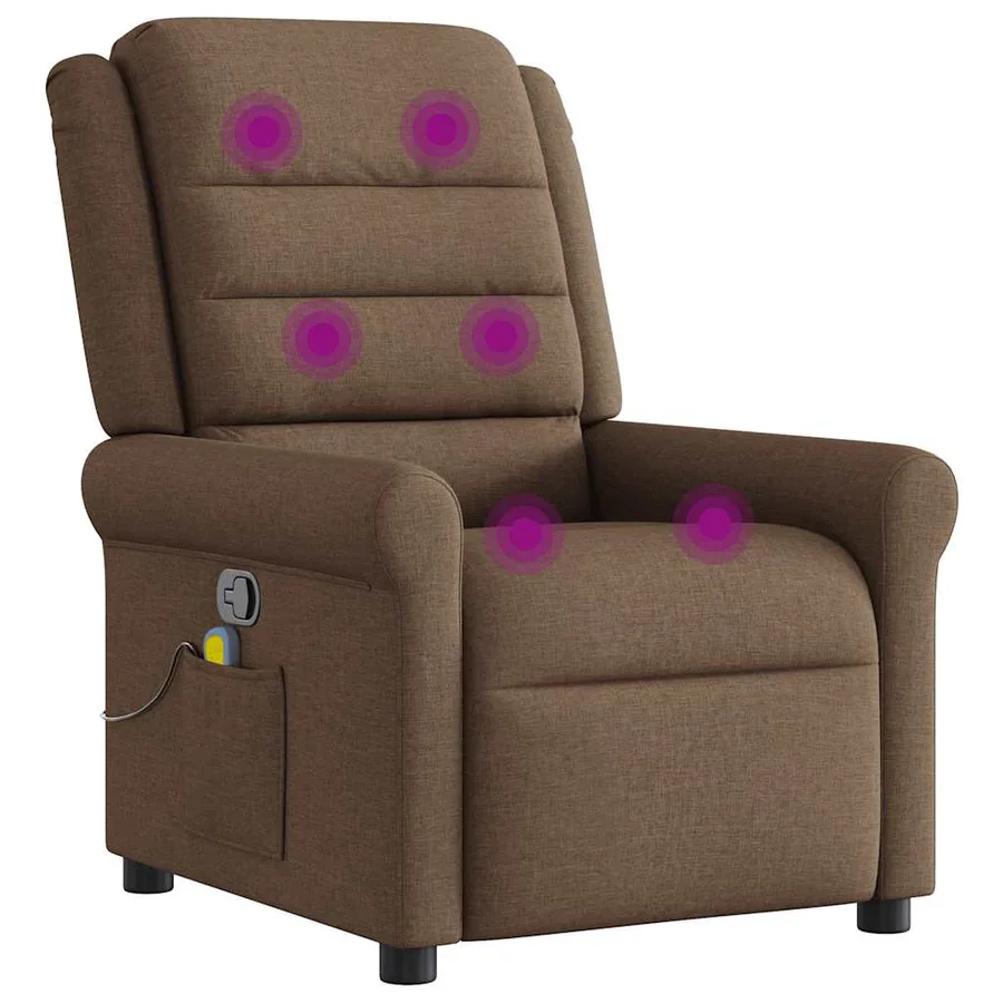 Fauteuil de massage inclinable Marron Tissu - 7