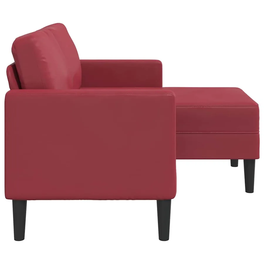 Canapé 2 places avec méridienne en L couleur bordeaux 125 cm en similicuir - 4