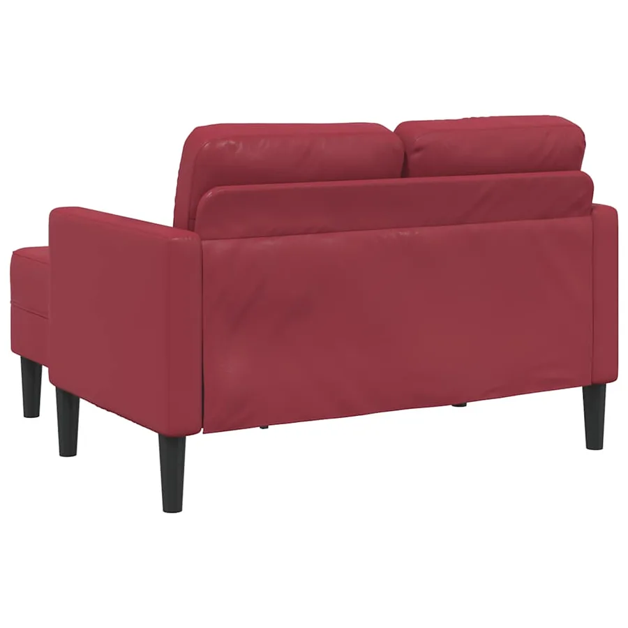 Canapé 2 places avec méridienne en L couleur bordeaux 125 cm en similicuir - 5