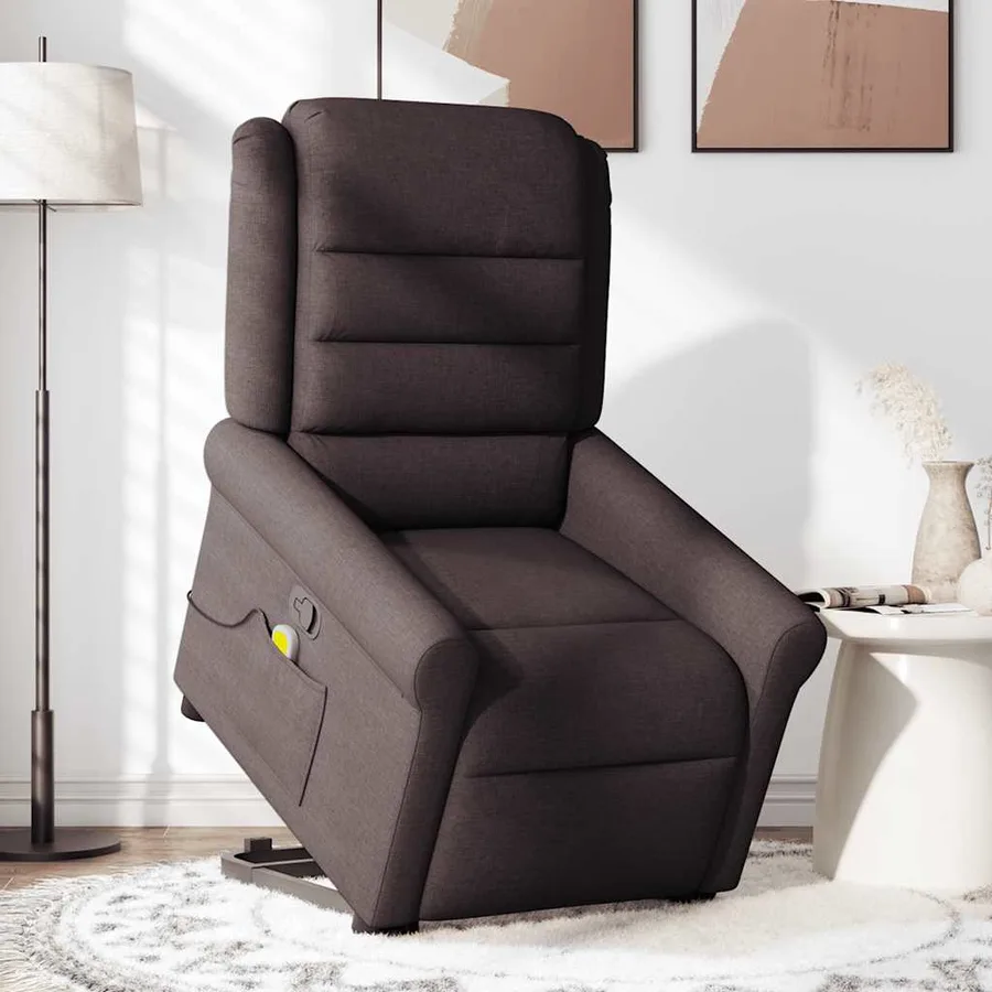 Fauteuil inclinable de massage Marron foncé Tissu - 3