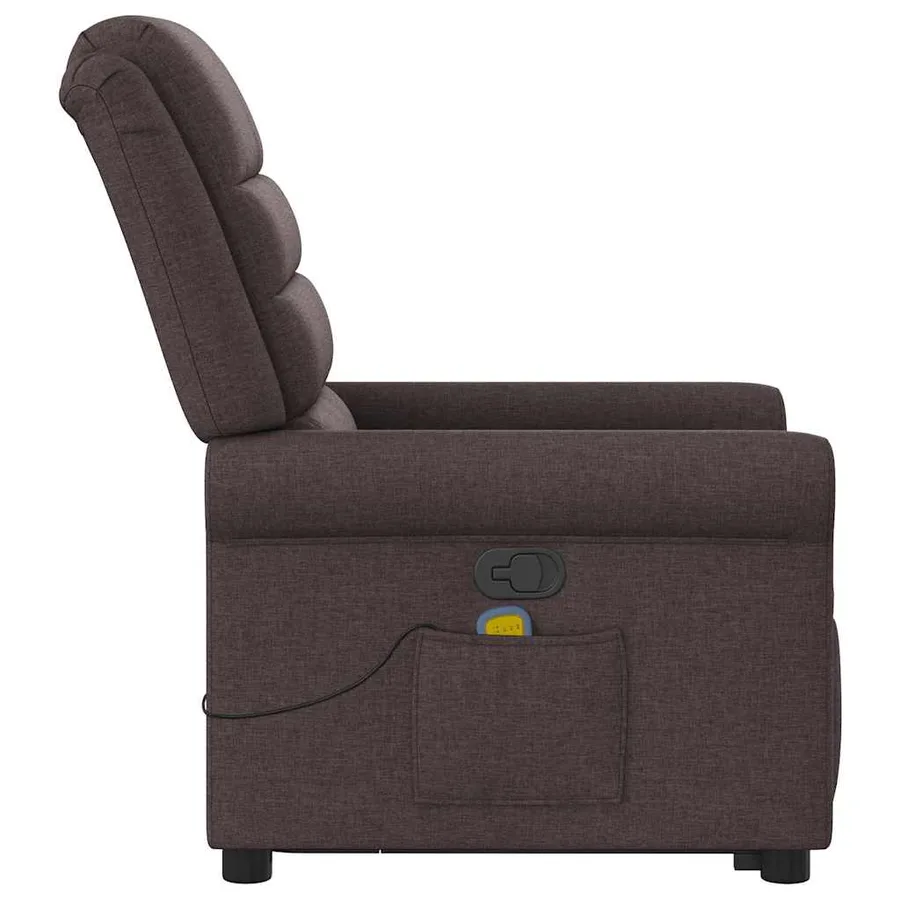 Fauteuil inclinable de massage Marron foncé Tissu - 6
