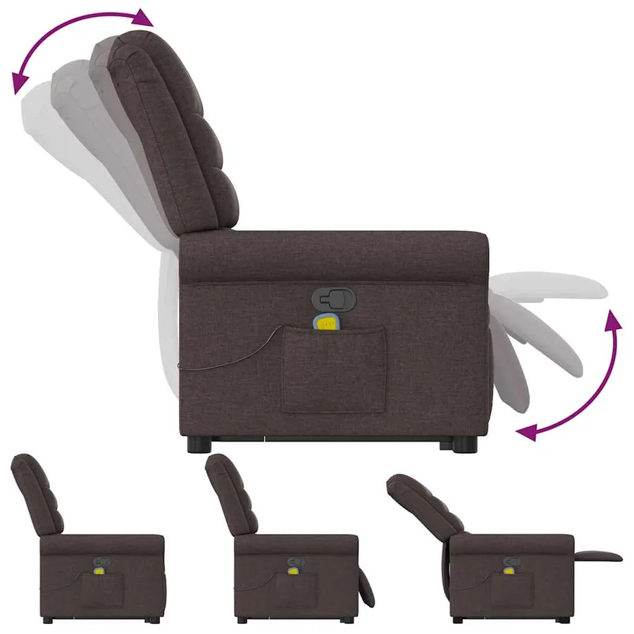 Fauteuil inclinable de massage Marron foncé Tissu - 8