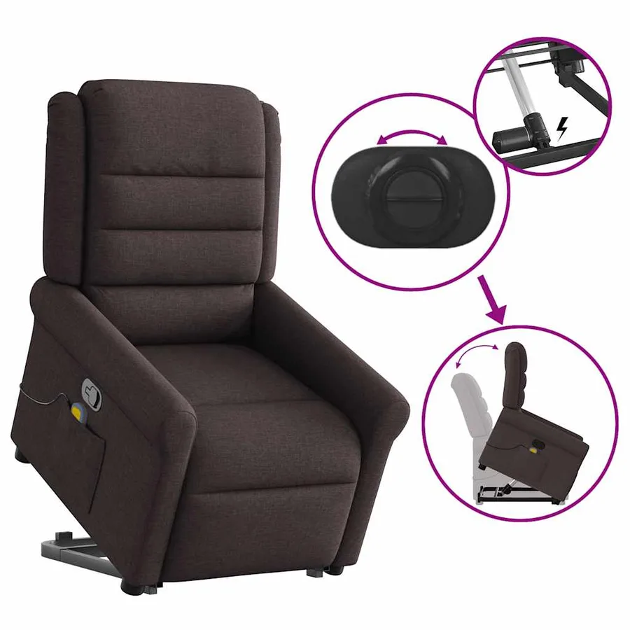 Fauteuil inclinable de massage Marron foncé Tissu - 9