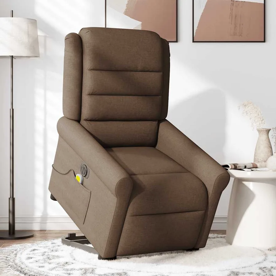 Fauteuil inclinable de massage électrique Marron Tissu - 3