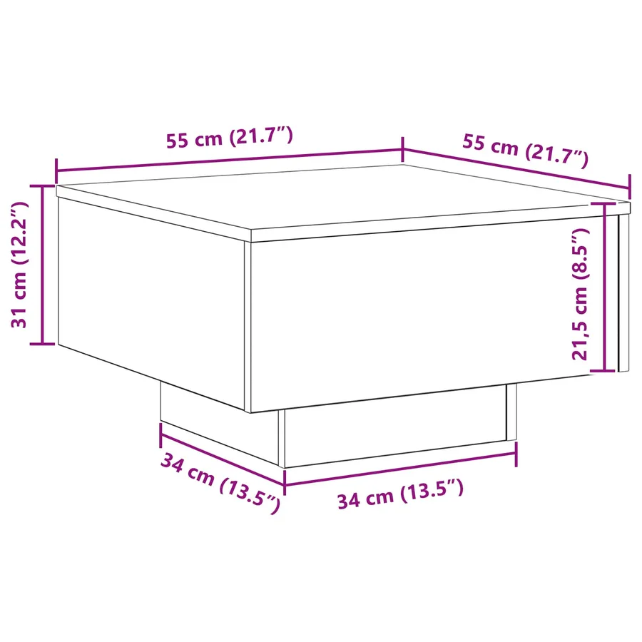 Table basse Chêne noir 55 x 55 x 31 cm Bois d'ingénierie - 9