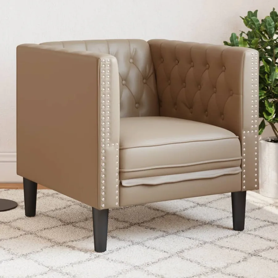 Fauteuil Chesterfield cappuccino similicuir