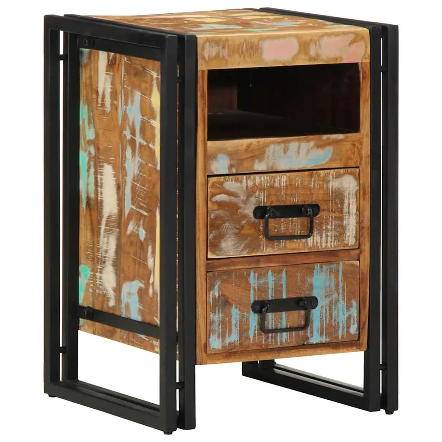 Table de chevet 40x40x59 cm en bois massif recyclé