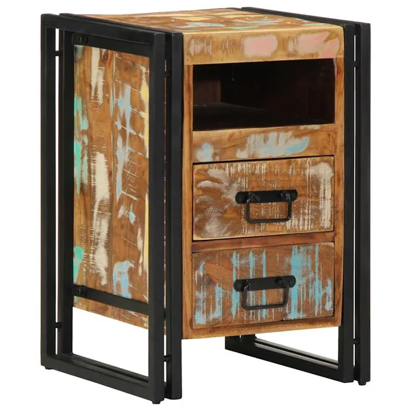 Table de chevet 40x40x59 cm en bois massif recyclé