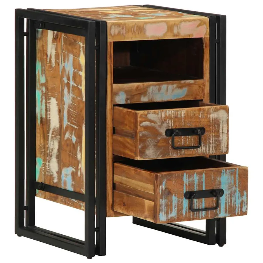 Table de chevet 40x40x59 cm en bois massif recyclé - 2