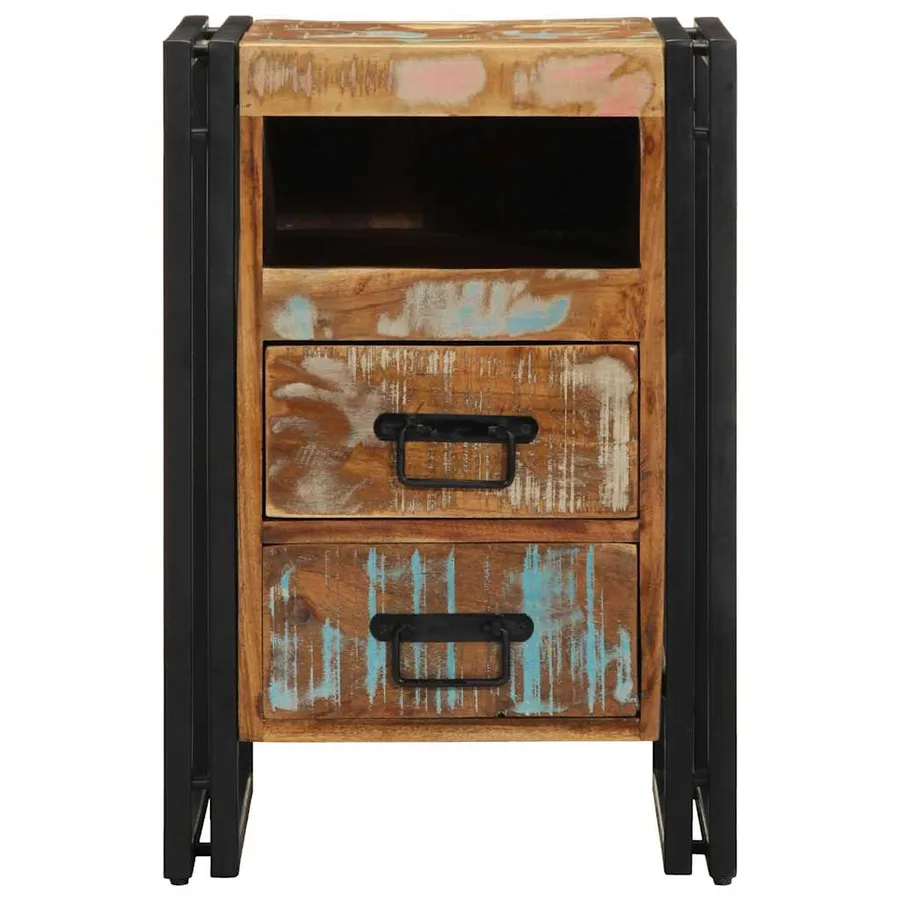 Table de chevet 40x40x59 cm en bois massif recyclé - 3
