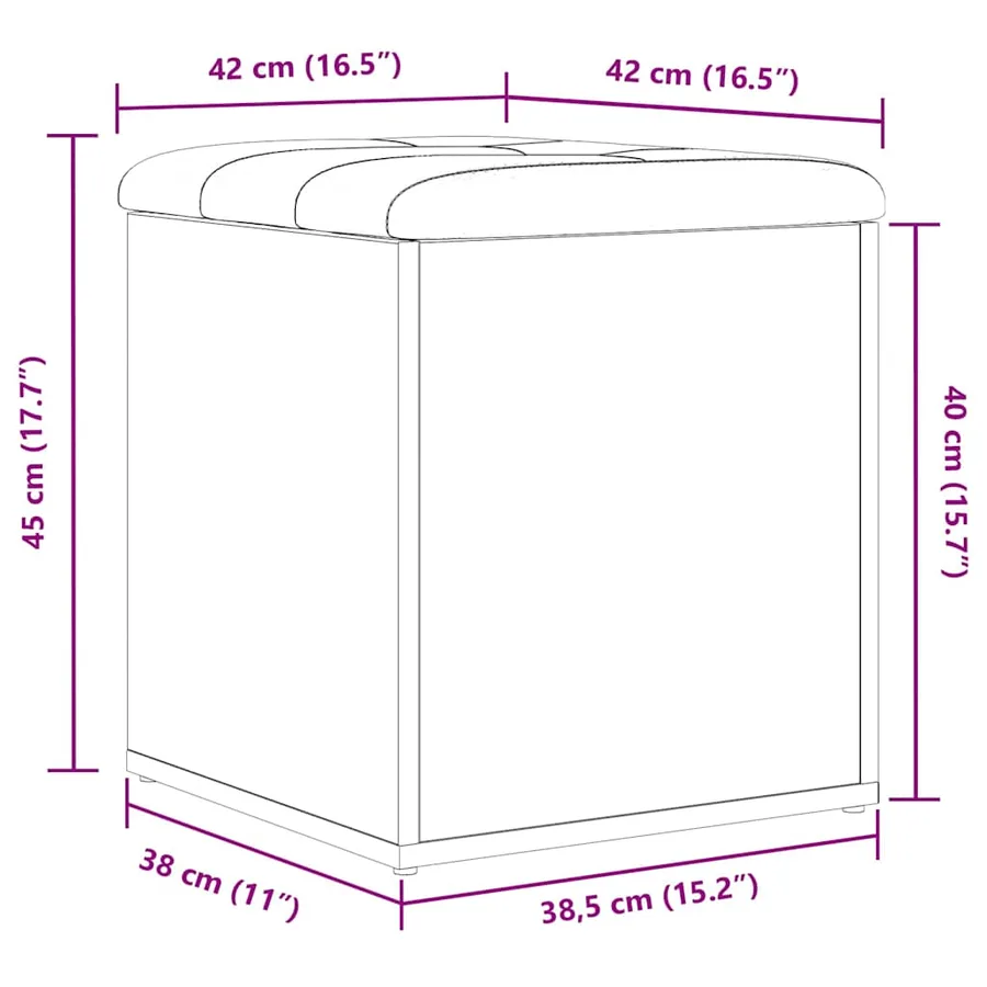 Banc de rangement Chêne noir 42 x 42 x 45 cm Bois d'ingénierie - 11