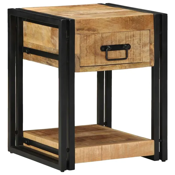 Table de chevet 40x40x50 cm en bois massif brut de manguier