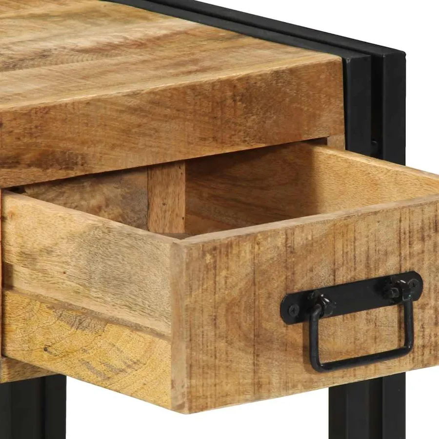 Table de chevet 40x40x50 cm en bois massif brut de manguier - 7