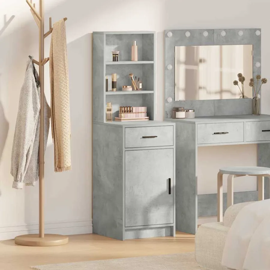 Haut Armoire Gris béton 40 x 40,5 x 135 cm Bois d'ingénierie