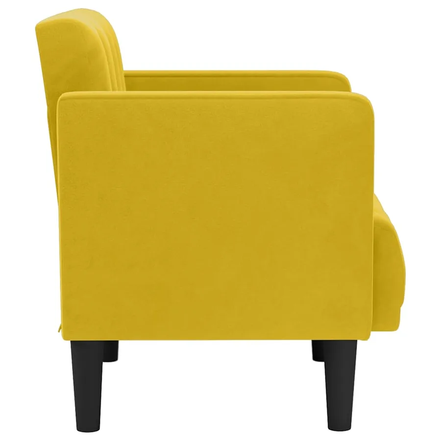 Fauteuil avec accoudoirs velours jaune 53 cm - 4