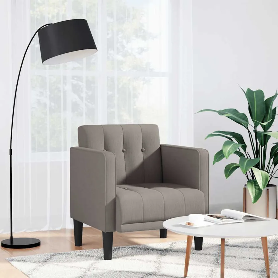 Fauteuil avec accoudoirs tissu taupe 53 cm
