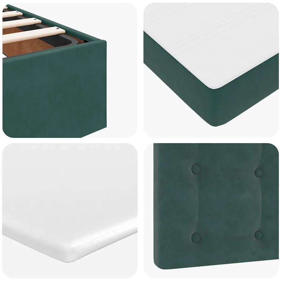 Cadre de lit ottoman avec matelas vert foncé 80x200 cm velours - 14