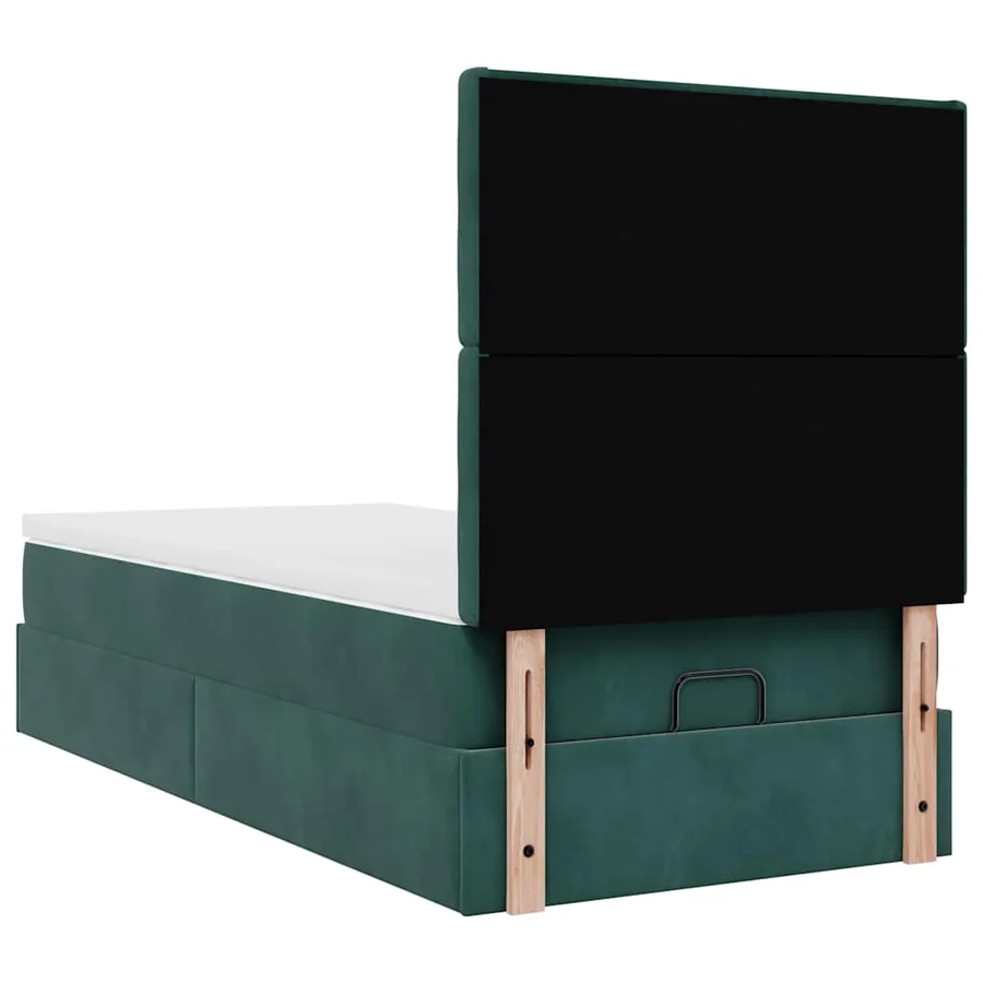 Cadre de lit ottoman avec matelas vert foncé 80x200 cm velours - 9