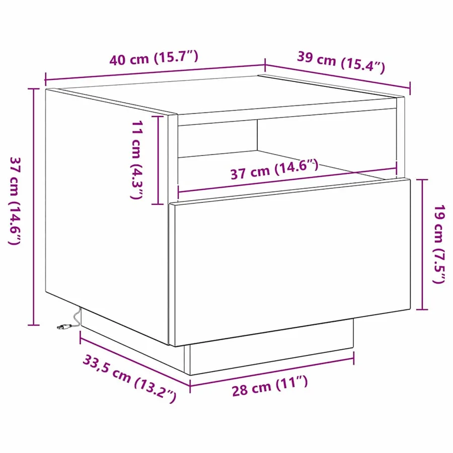 Cabinet de chevet 2 pc Chêne artisanal 40 x 39 x 37 cm - 16
