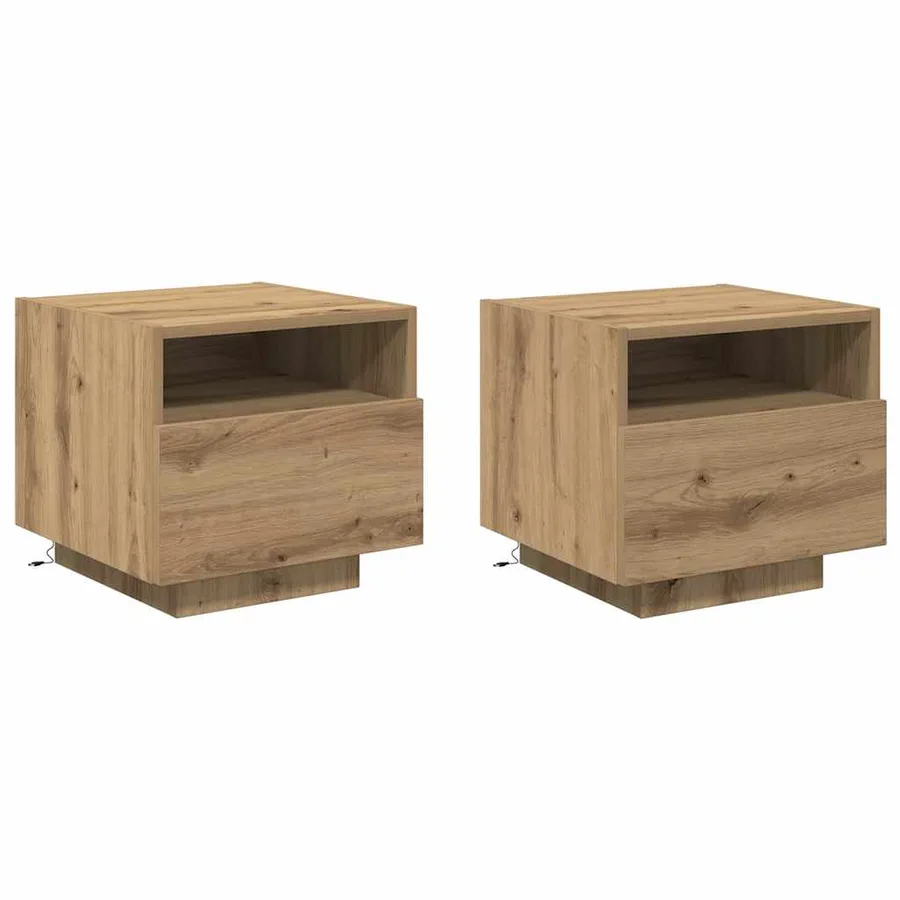 Cabinet de chevet 2 pc Chêne artisanal 40 x 39 x 37 cm - 2
