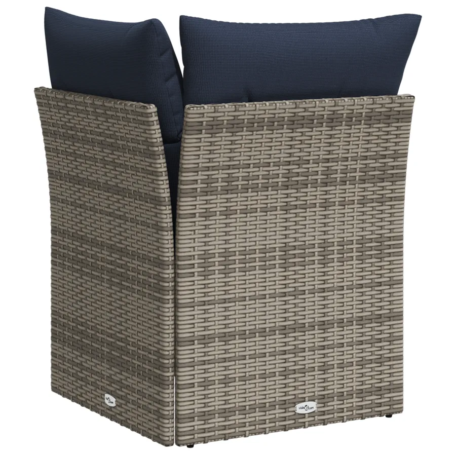 Canapé d'angle de jardin avec coussins gris résine tressée - 5