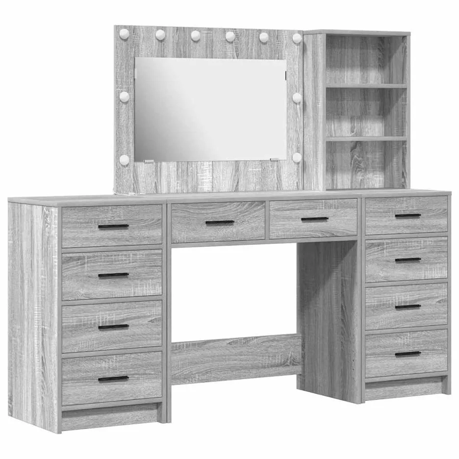 Table de Toilette 3 pcs Gris Sonoma Bois d'ingénierie - 2