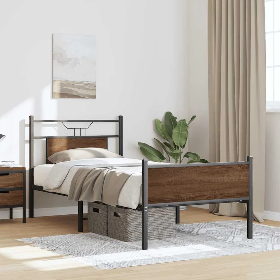 Cadre de lit sans matelas chêne marron 90x200cm bois ingénierie - 5