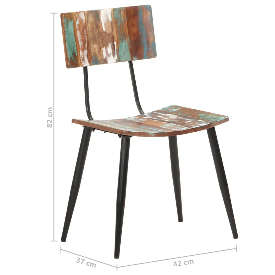 Chaises à manger lot de 4 bois de récupération solide - 9