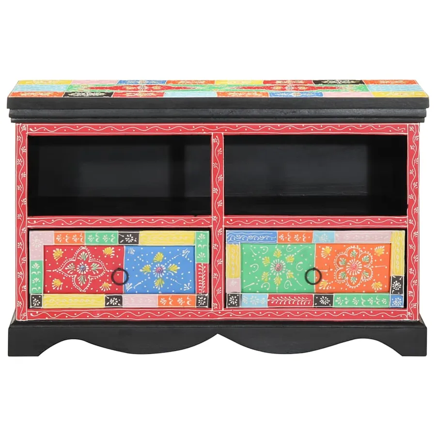 Meuble TV Multicolore 80 x 35 x 50 cm Bois de mangue massif - 2