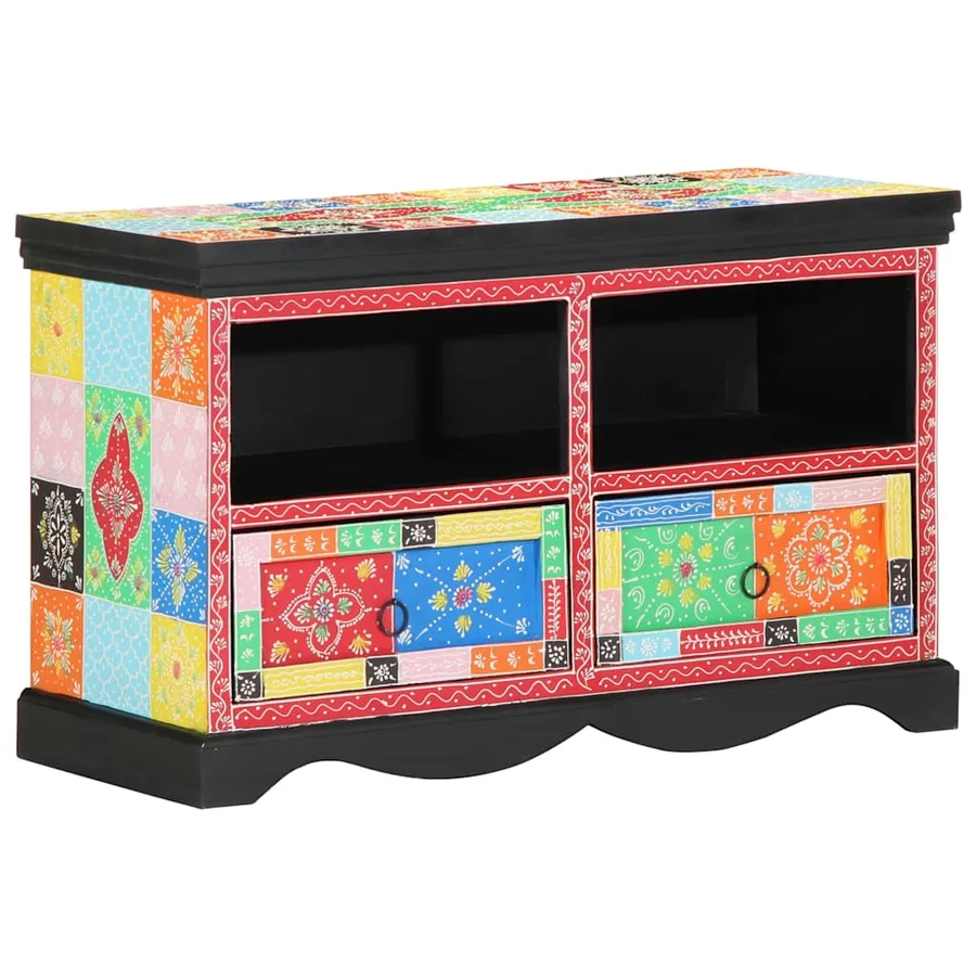 Meuble TV Multicolore 80 x 35 x 50 cm Bois de mangue massif - 6