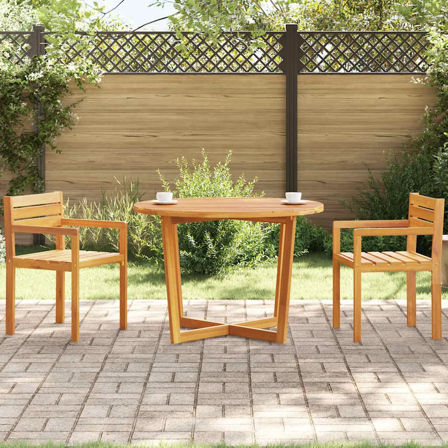 Table de jardin ronde Ø110x75 cm en bois massif d'acacia