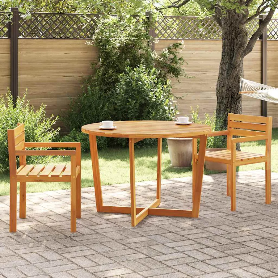Table de jardin ronde Ø110x75 cm en bois massif d'acacia - 3