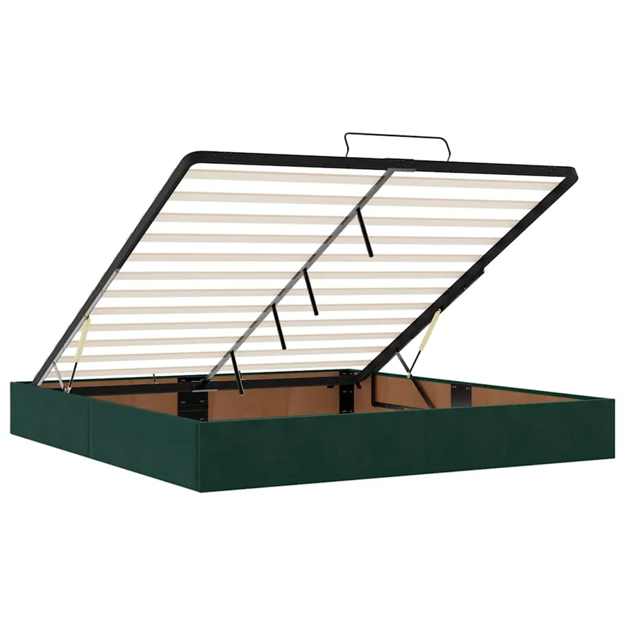 Cadre de lit ottoman avec matelas vert foncé 160x200 cm velours - 12