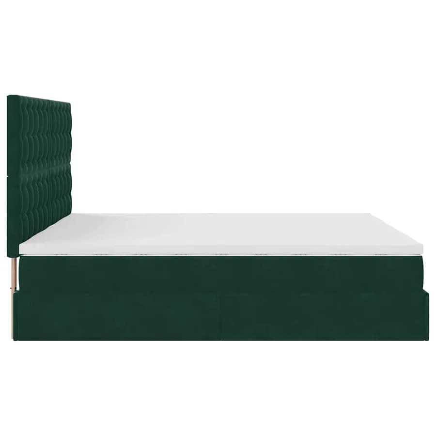 Cadre de lit ottoman avec matelas vert foncé 160x200 cm velours - 8