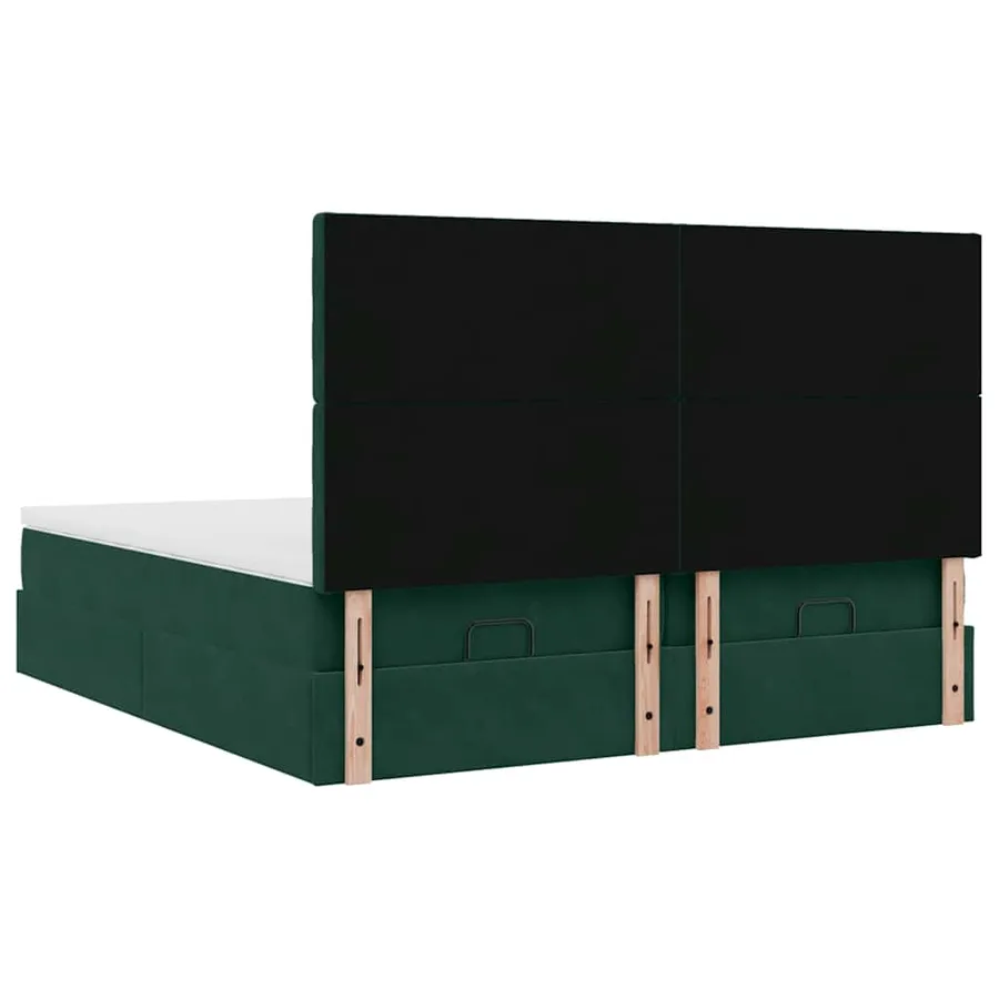 Cadre de lit ottoman avec matelas vert foncé 160x200 cm velours - 10