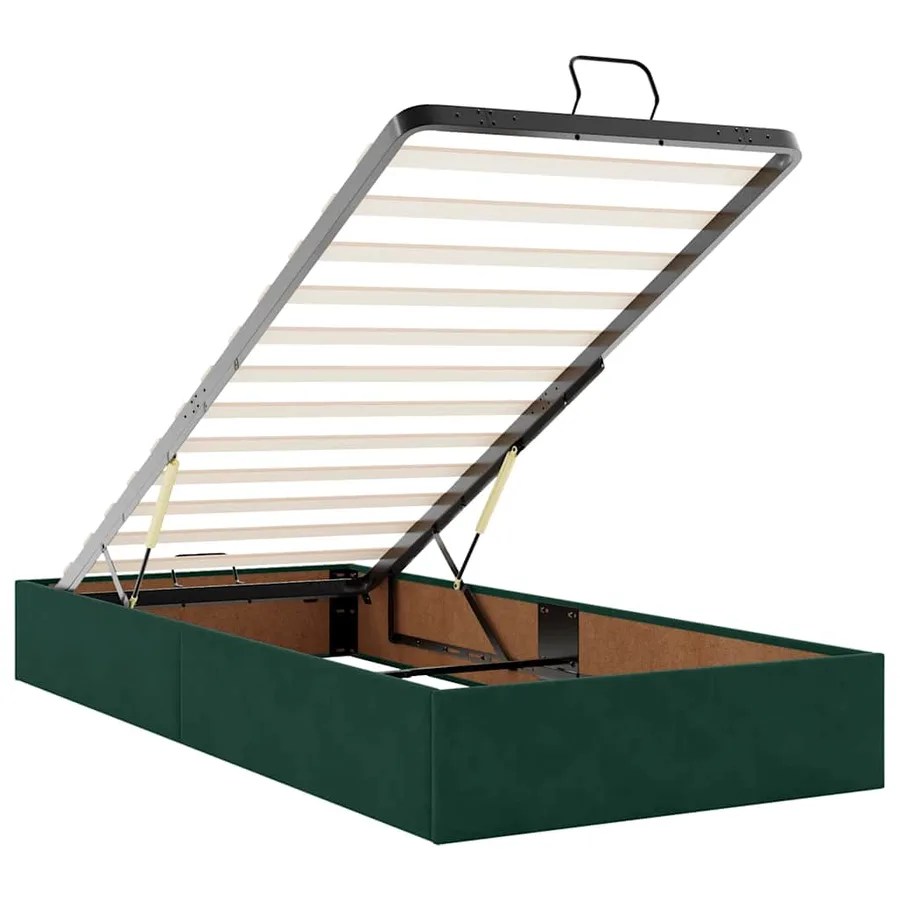 Cadre de lit ottoman avec matelas vert foncé 160x200 cm velours - 11