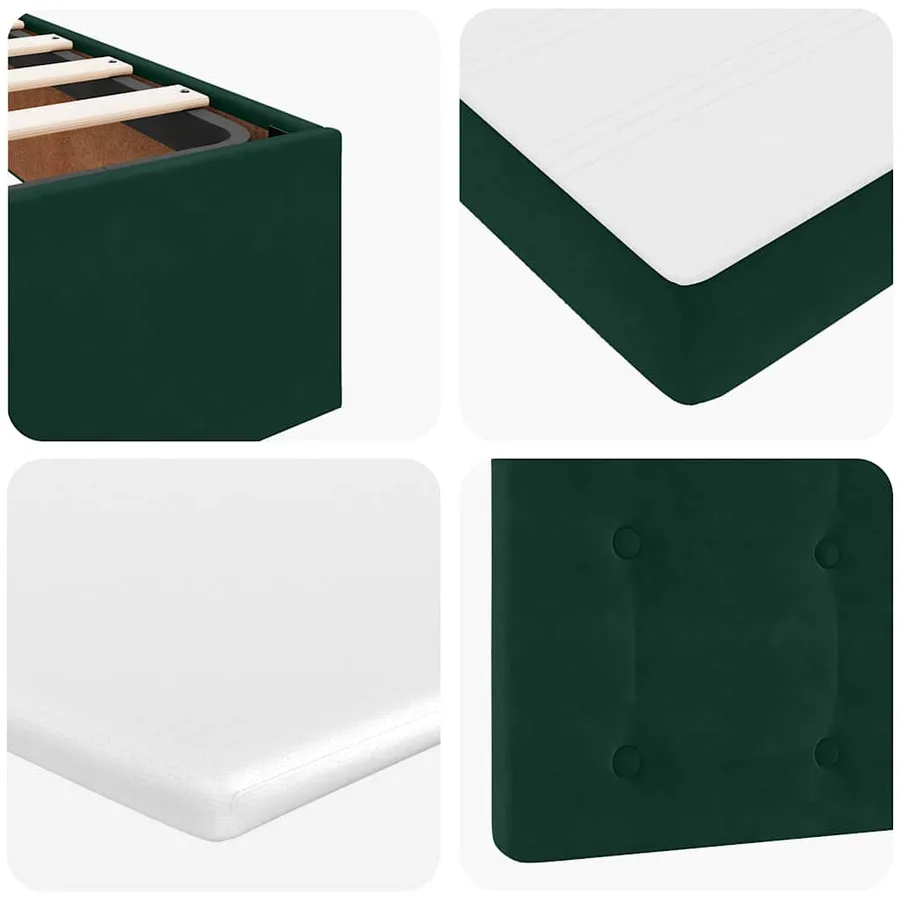 Cadre de lit ottoman avec matelas vert foncé 160x200 cm velours - 14