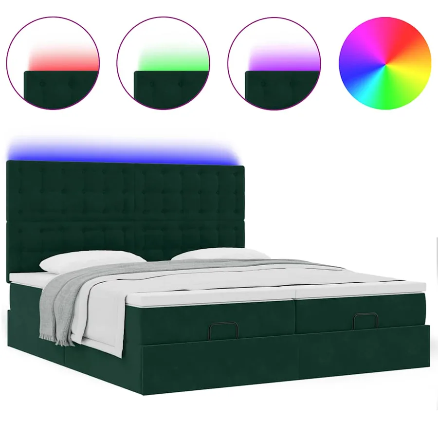 Cadre de lit ottoman avec matelas vert foncé 160x200 cm velours - 5