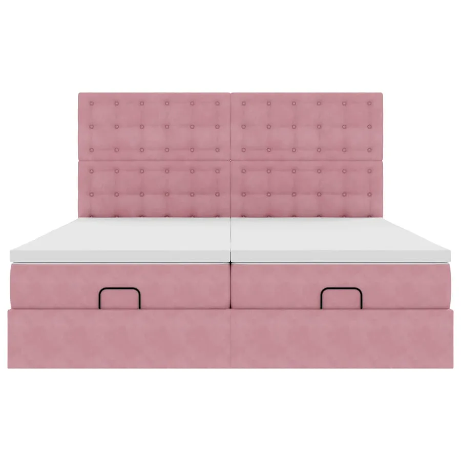 Cadre de lit ottoman avec matelas rose 160x200 cm velours - 8